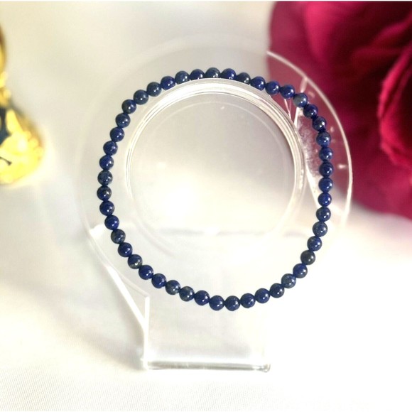 Natural Lapis Lazuli 4 MM Bead Bracelet - Picture 3 of 4